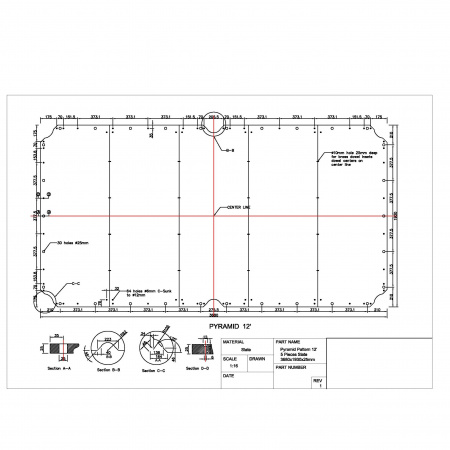 Плита для бильярдных столов Rasson Original Premium Slate 12 футов, 25 мм, 5 шт (русская пирамида, снукер)